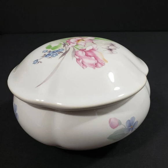 The San Francisco Music Box Company Ceramic Trinket Box Floral Design Keepsake - Picture 9 of 9